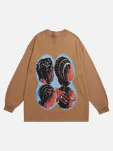 Langärmliges T-Shirt mit Hiphop-Parodie-Print – 1675